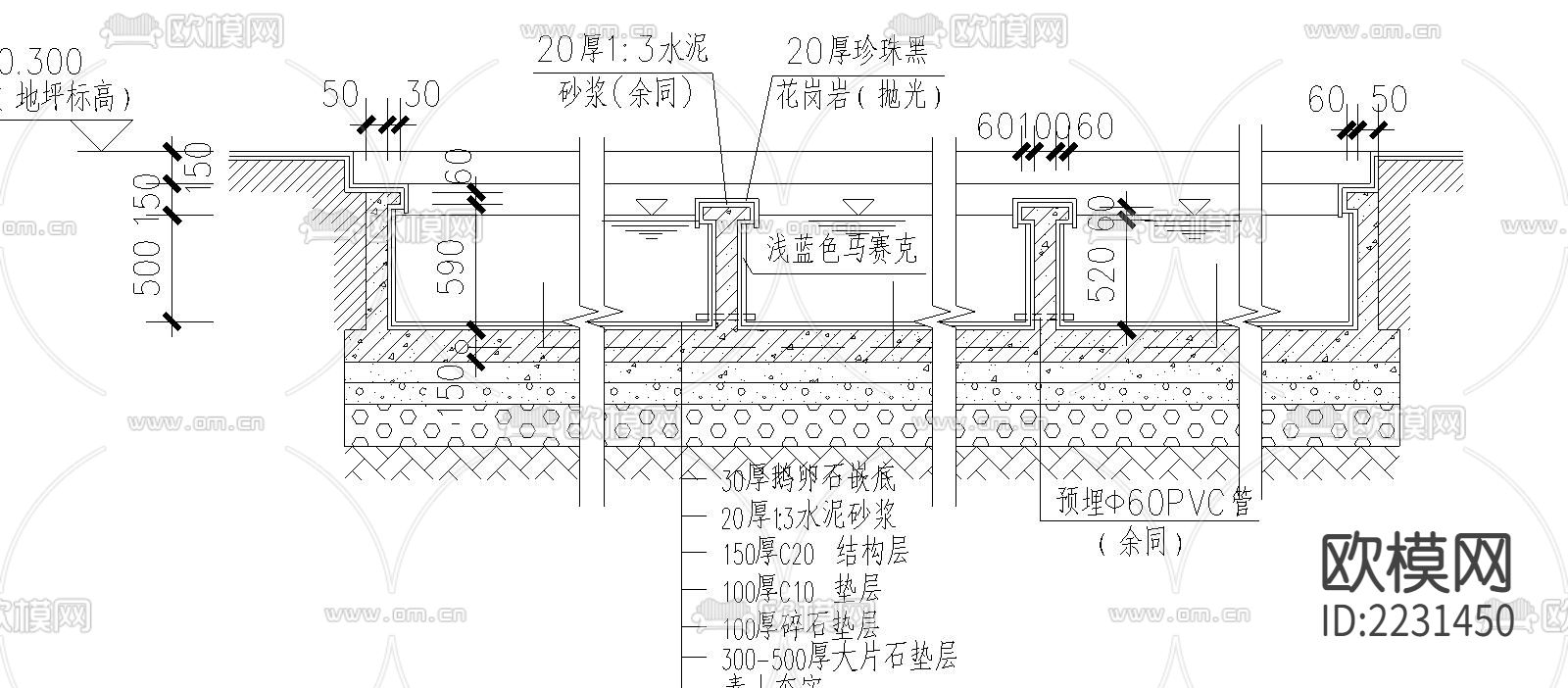 廊架景墙cad施工图下载（渲染图10）