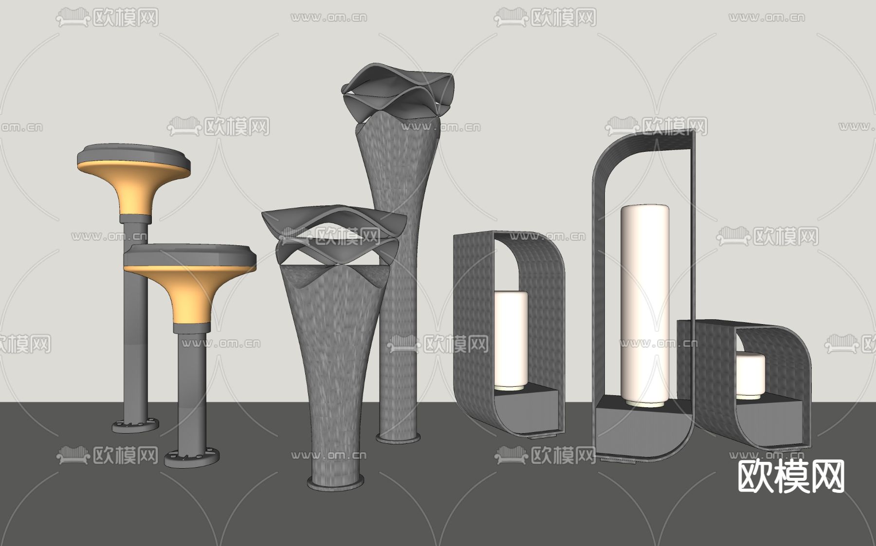 现代户外草坪灯su模型下载（渲染图2）