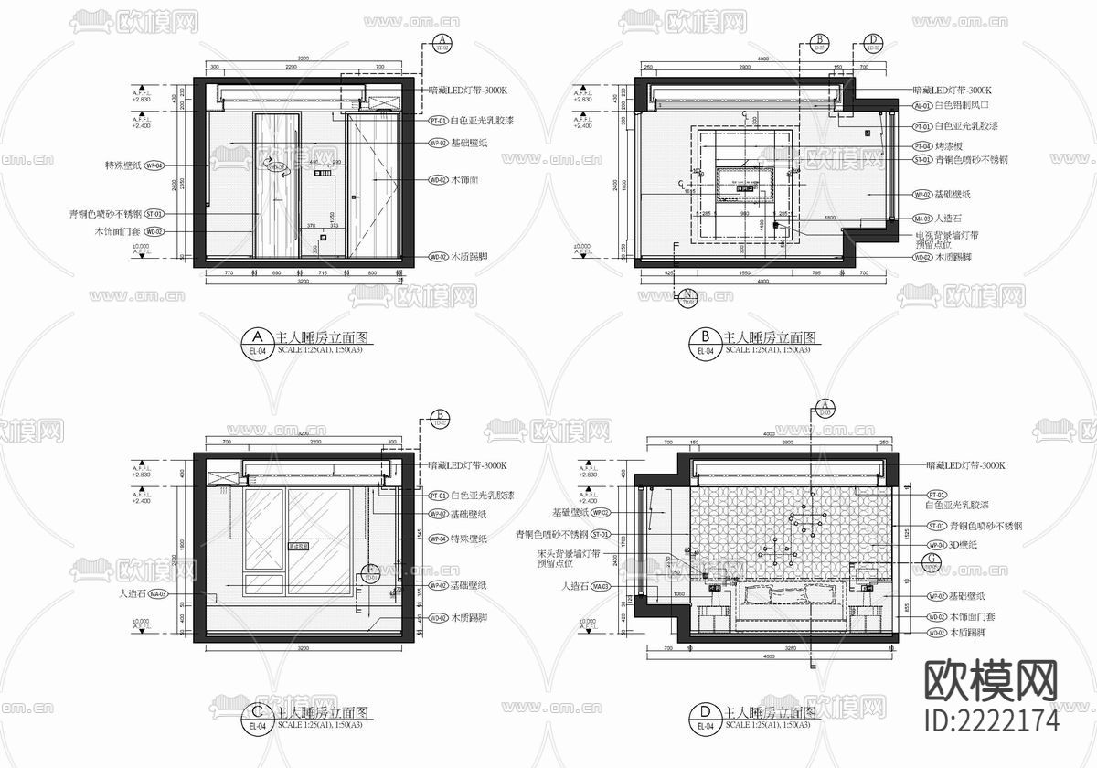 88㎡样板间cad平面图下载（渲染图6）