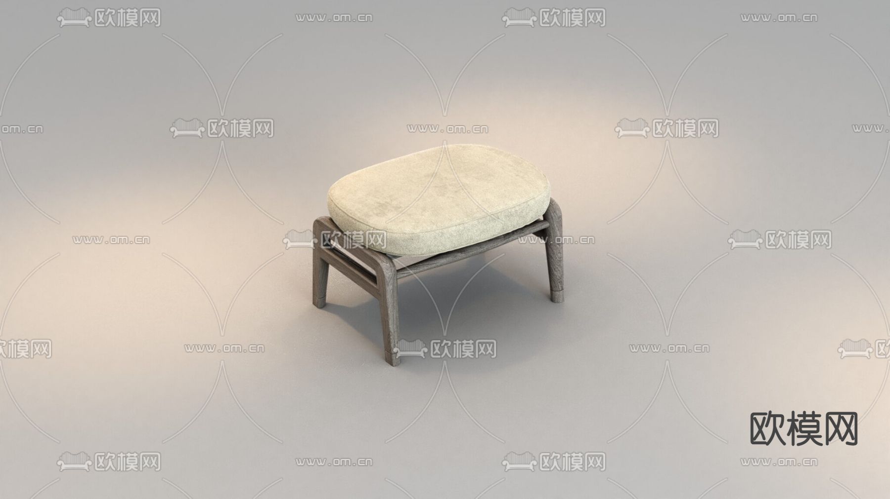 北欧简约实木布艺沙发凳免费3d模型下载