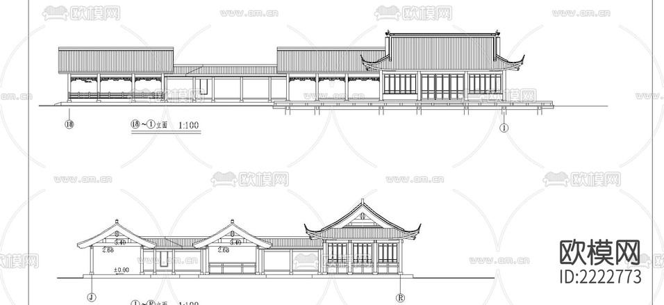 水榭建筑CAD施工圖下載(渲染圖3)