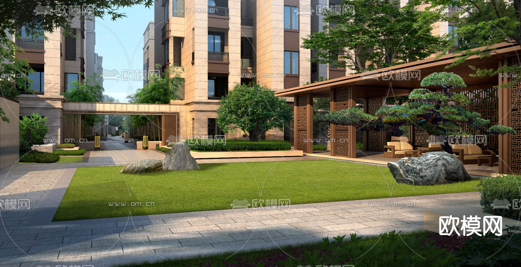 新中式公园园林景观psd下载