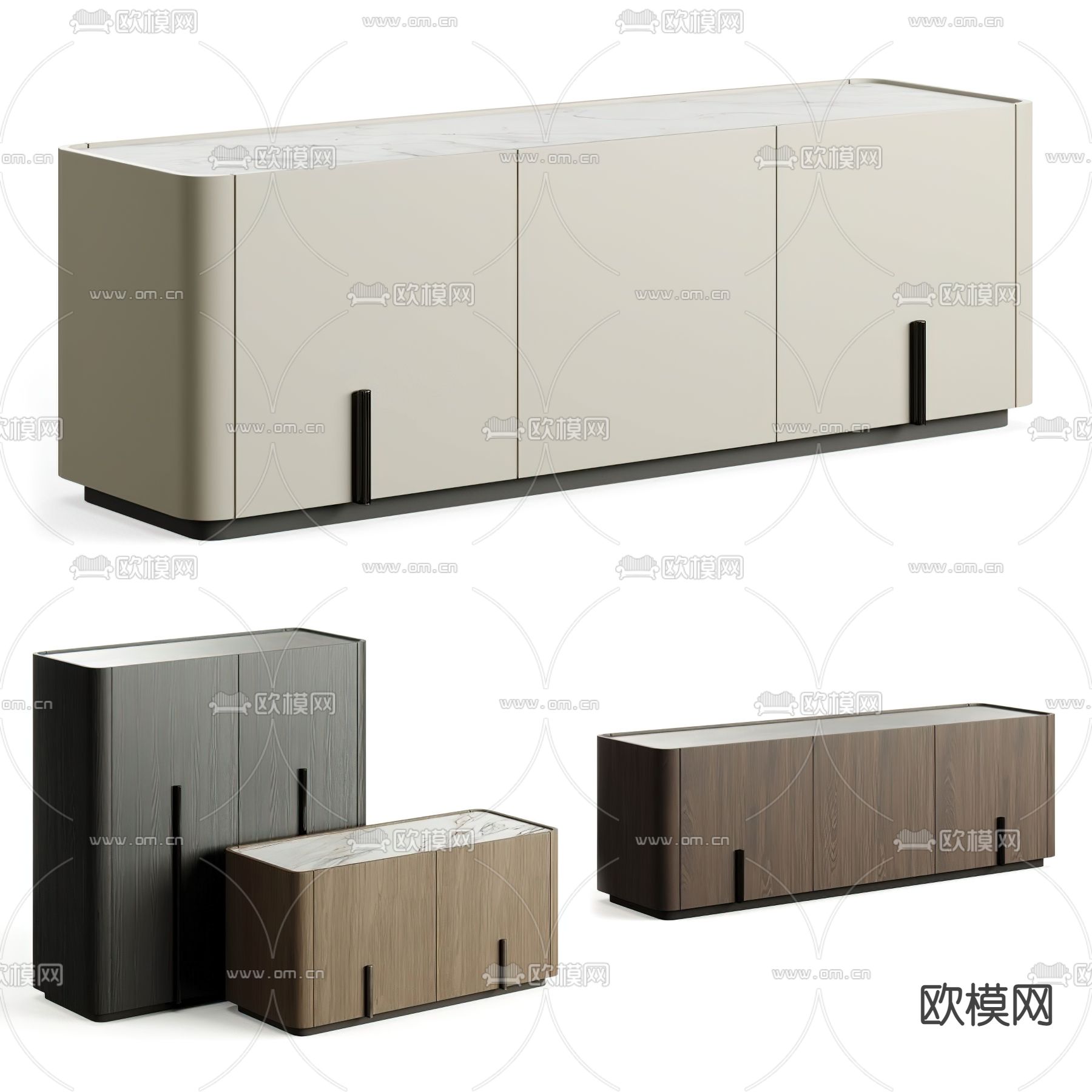 FENDI 现代烤漆边柜3d模型