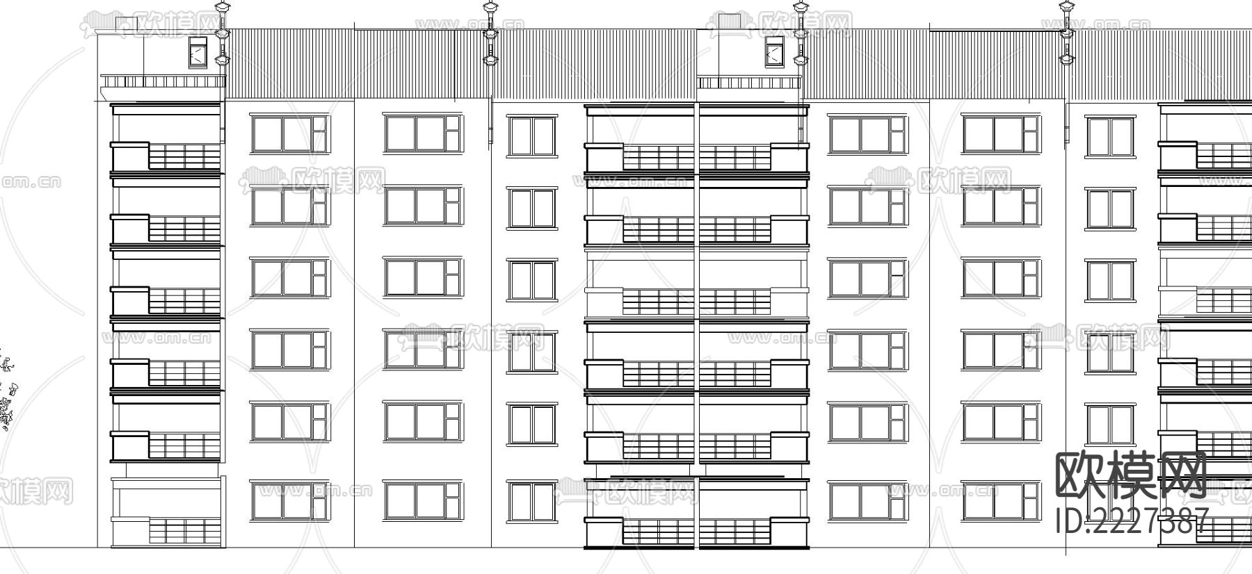徽派风格小区CAD施工图下载（渲染图1）