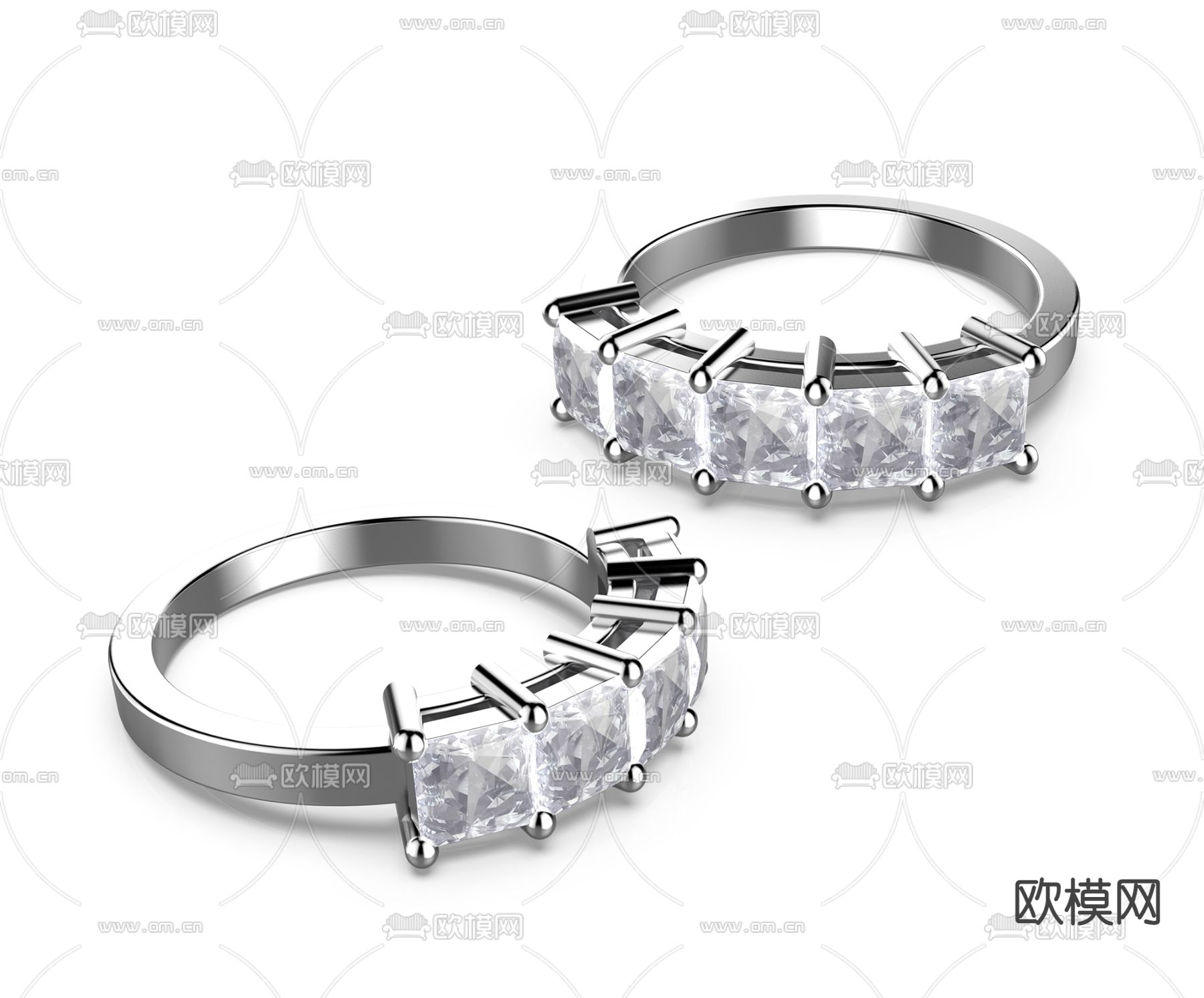 现代钻石戒指3d模型下载