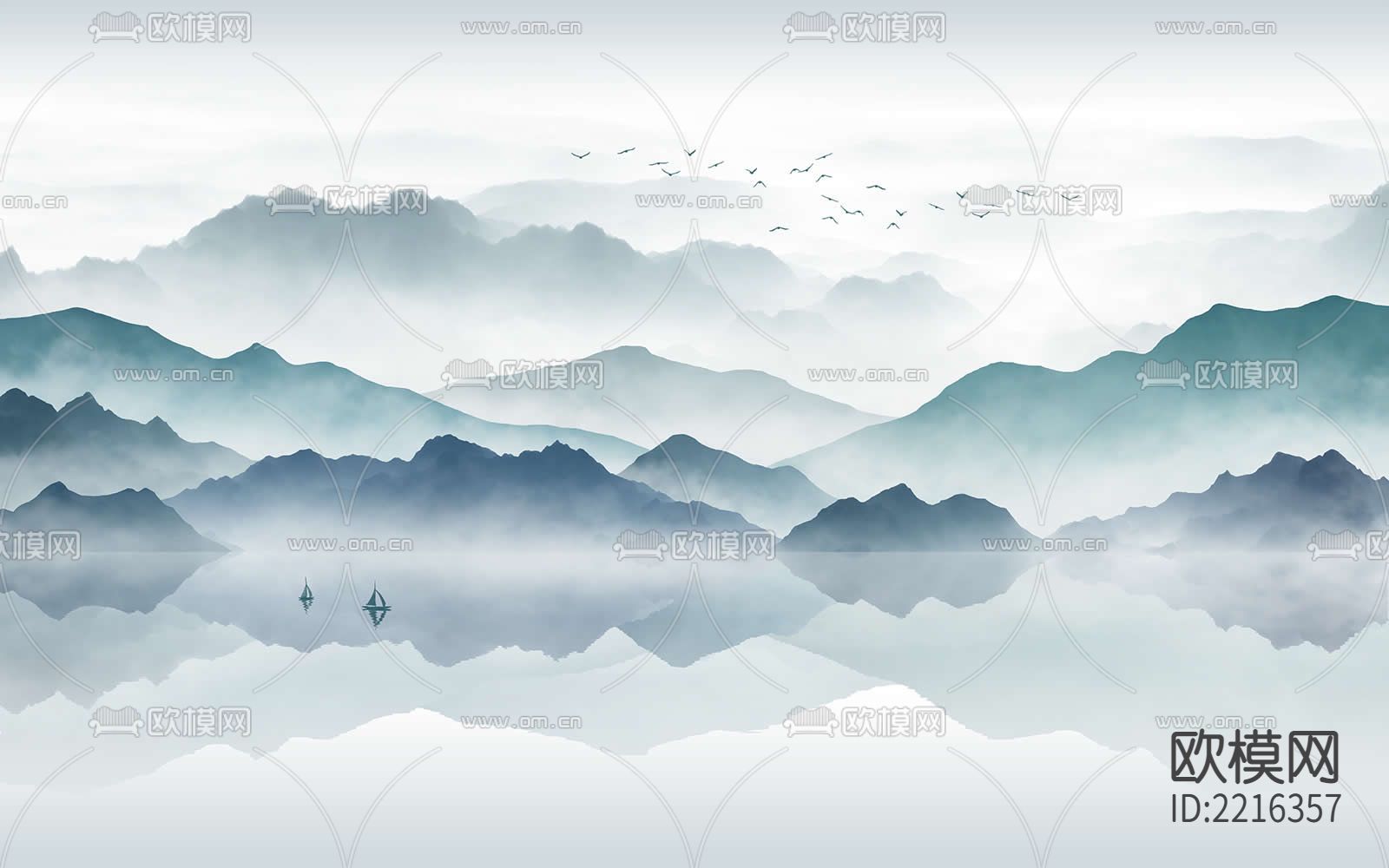 华琴新中式山水壁纸下载