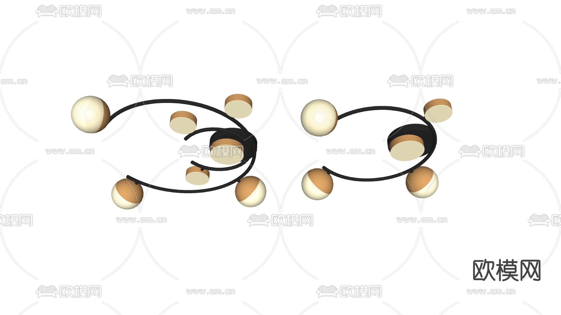 现代轻奢吸顶灯su模型下载（渲染图2）