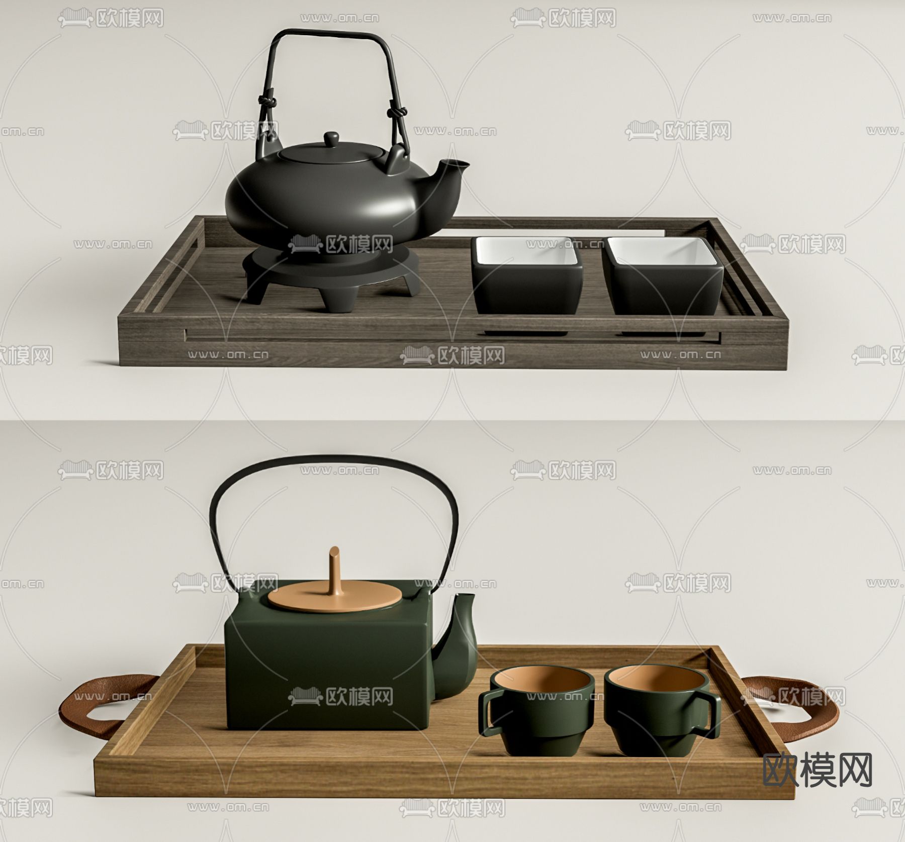 新中式茶壶茶具su模型下载（渲染图1）