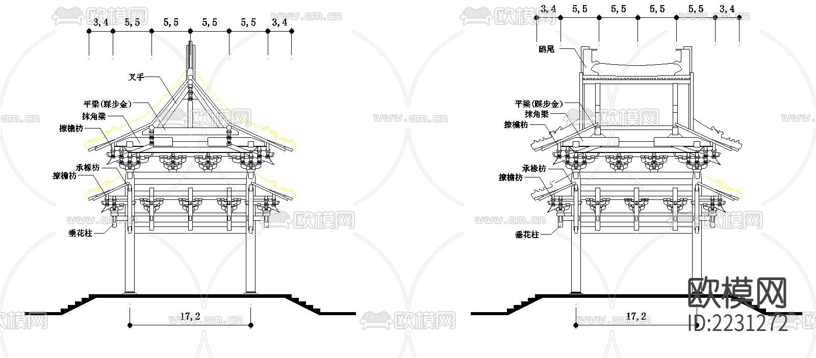 圣母殿cad施工图下载（渲染图3）