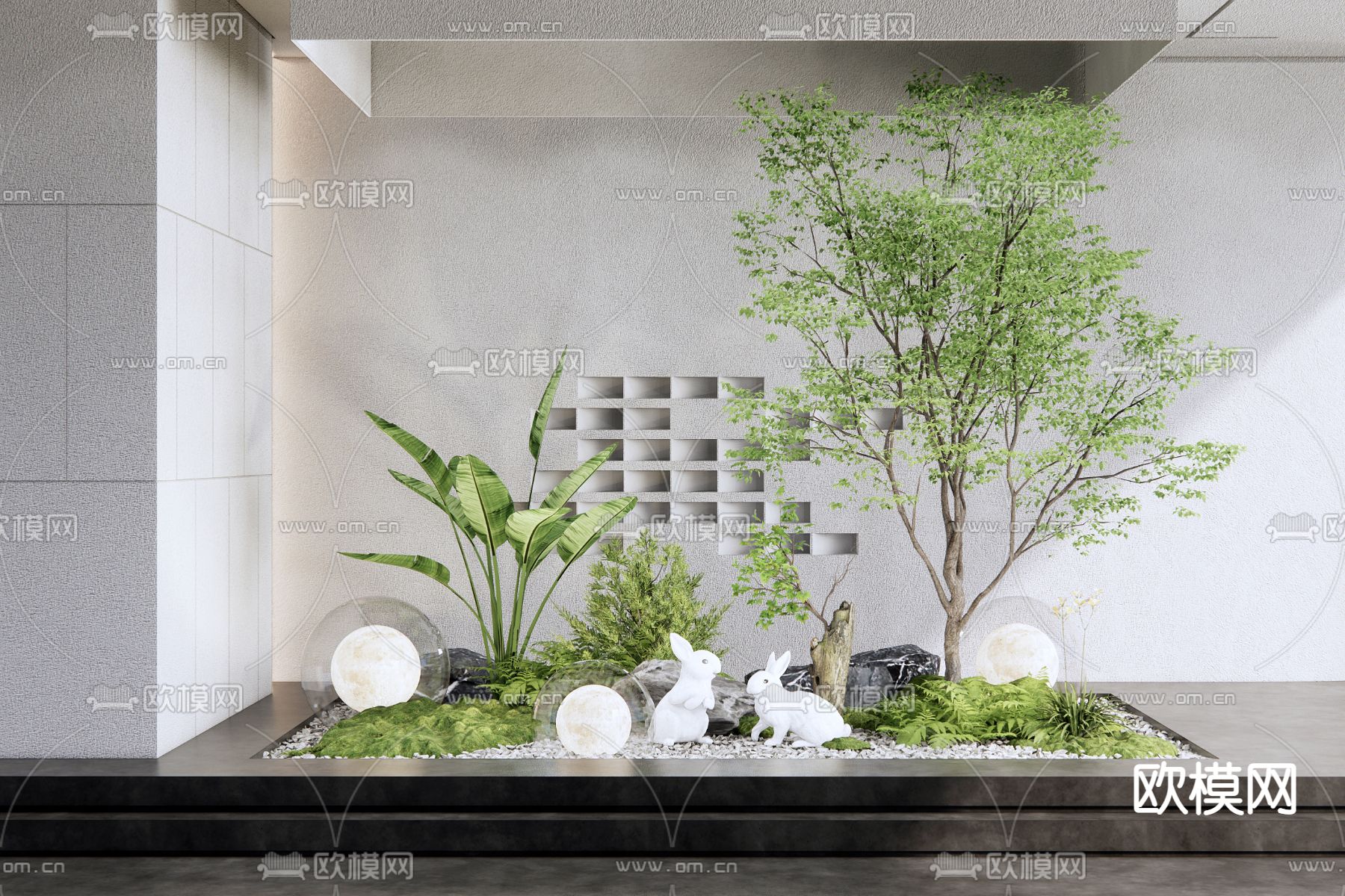 现代庭院景观小品su模型下载_ID12060238_sketchup模型下载-欧模网