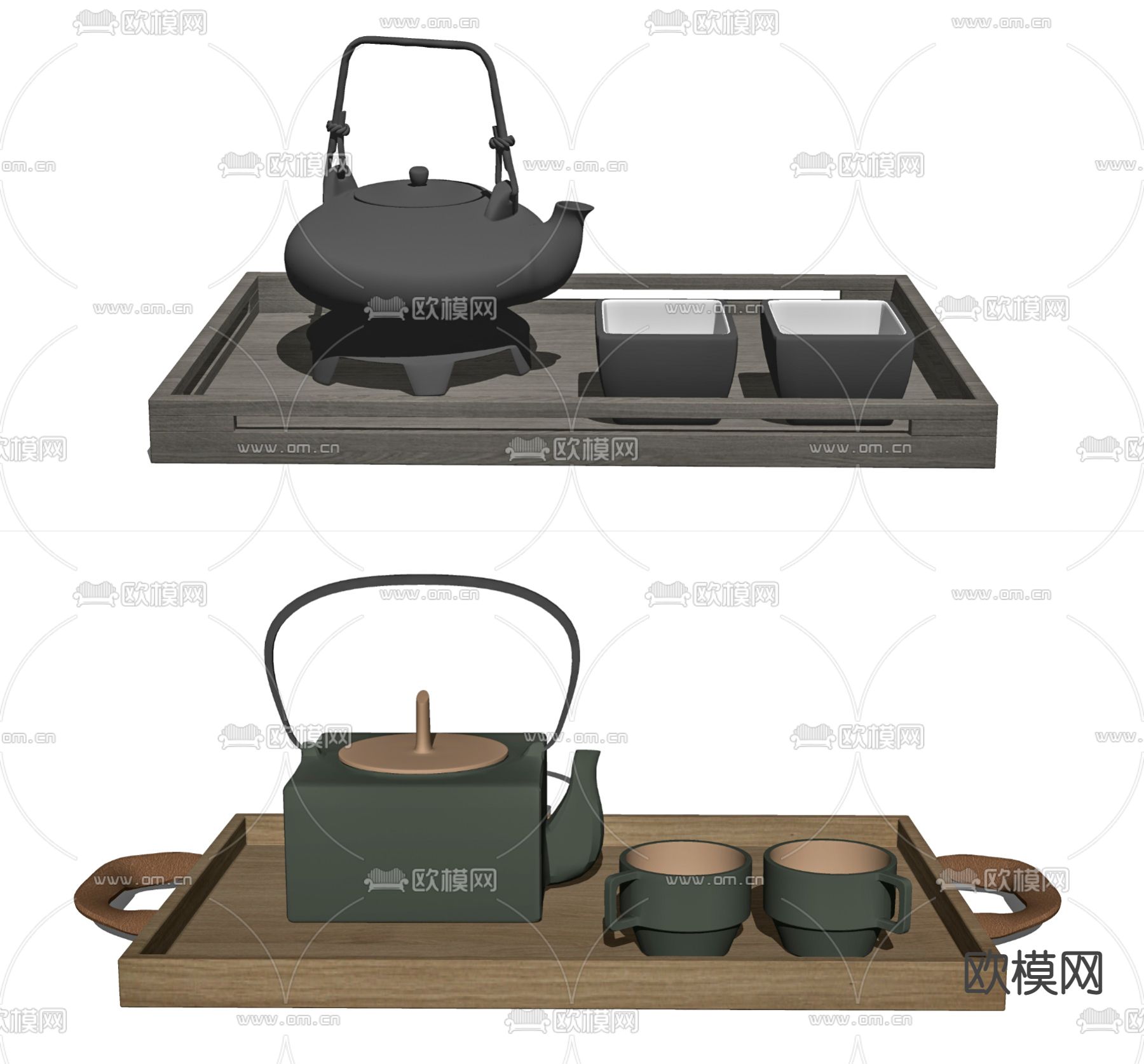 新中式茶壶茶具su模型下载（渲染图2）