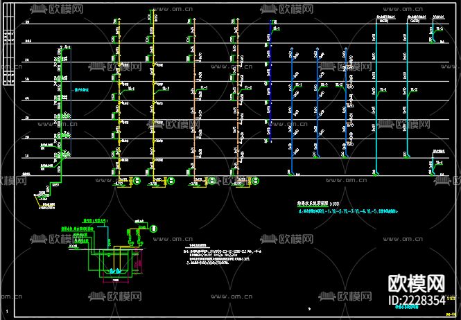 红星花园23号#楼给排水CAD施工图下载（渲染图3）