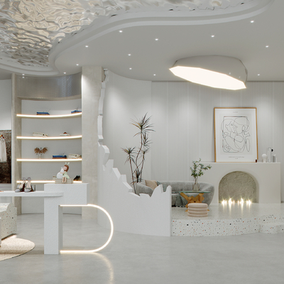  侘寂风女装服装店su模型 