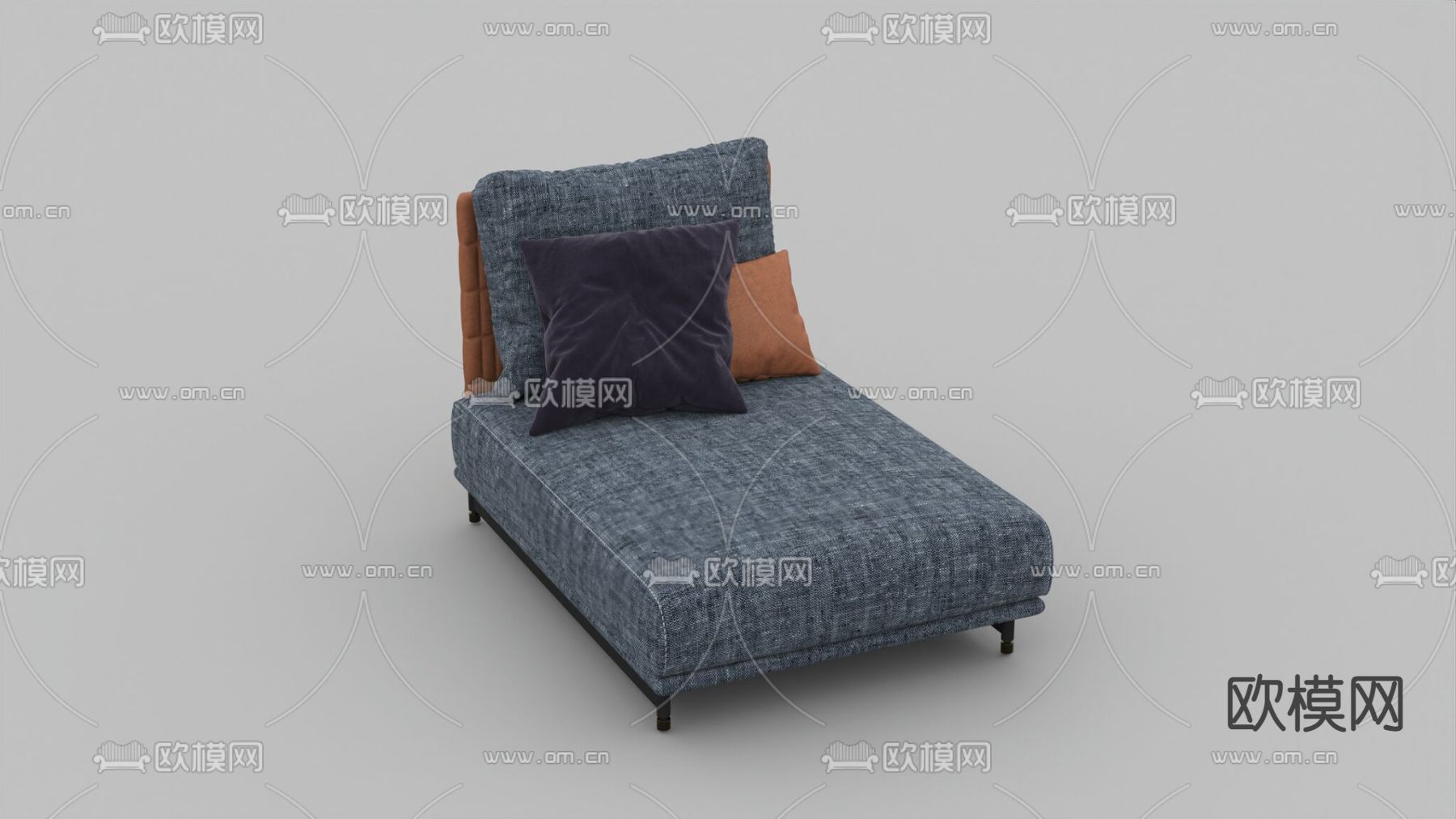 现代简约皮革布艺懒人沙发免费3d模型下载