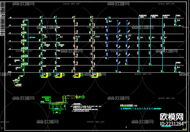 排水cad施工图下载（渲染图3）