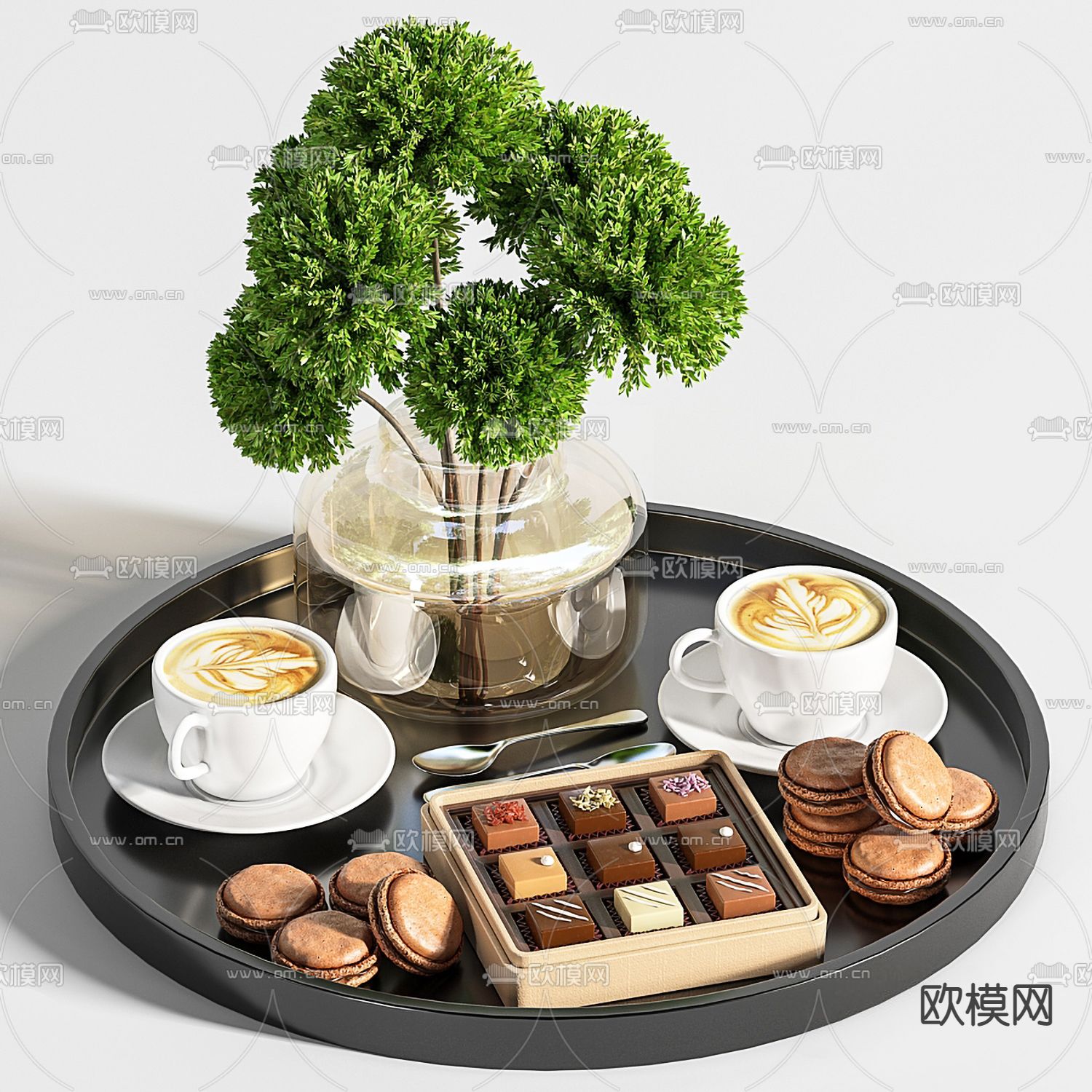 马卡龙巧克力卡布奇诺3d模型下载（渲染图1）