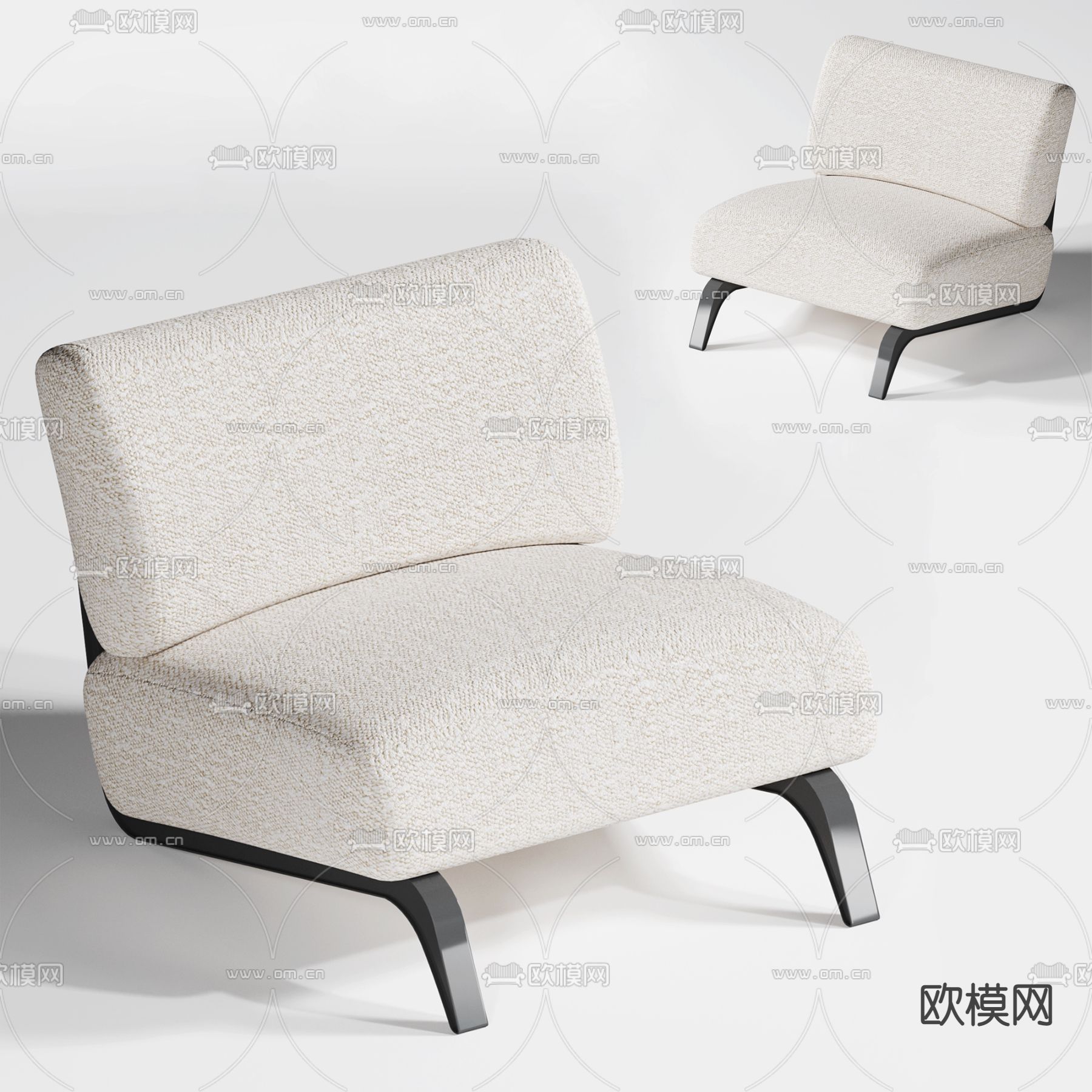 现代奶油白休闲椅子3d模型下载_ID12064592_3dmax免费模型-欧模网