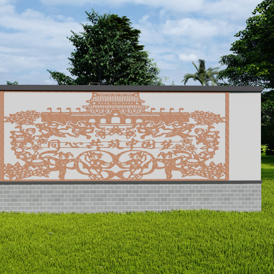  现代党建文化景墙su模型 