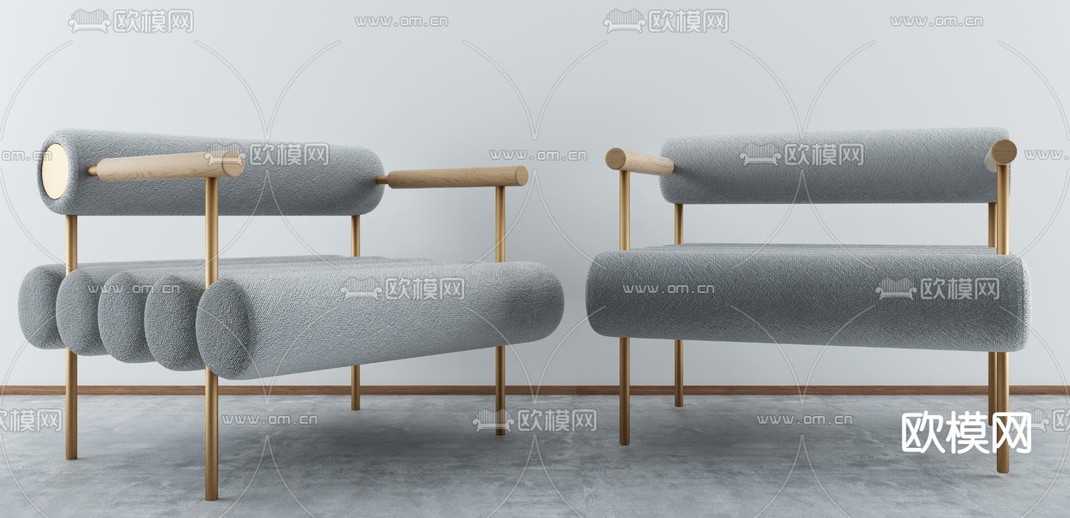 现代深灰色圆柱休闲椅3d模型下载_ID12068023_3dmax免费模型-欧模网