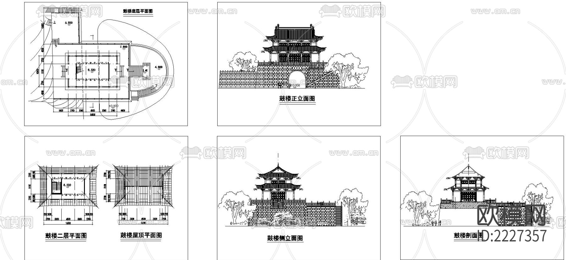 鼓楼设计CAD施工图下载（渲染图3）
