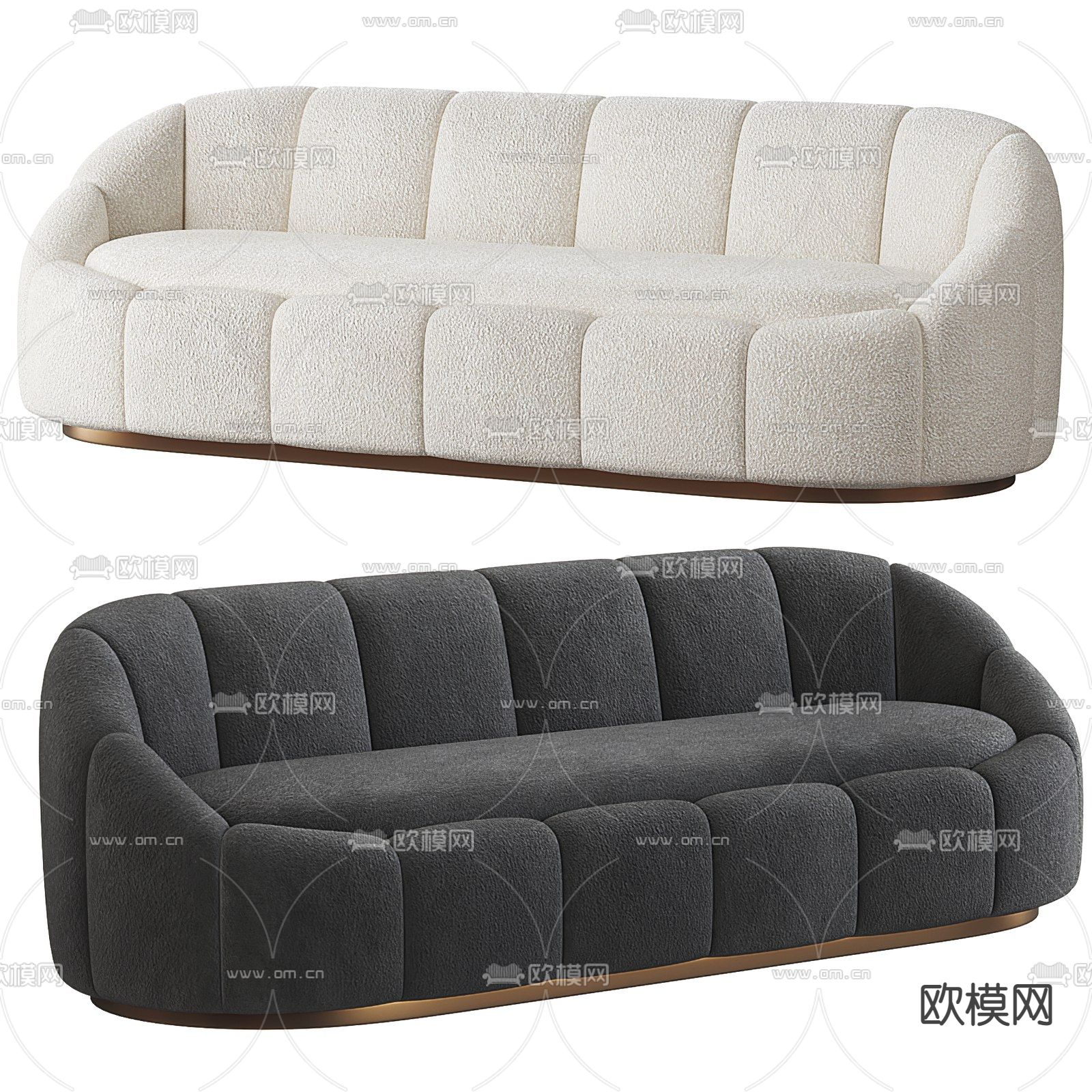 Minotti 现代绒布多人沙发3d模型下载