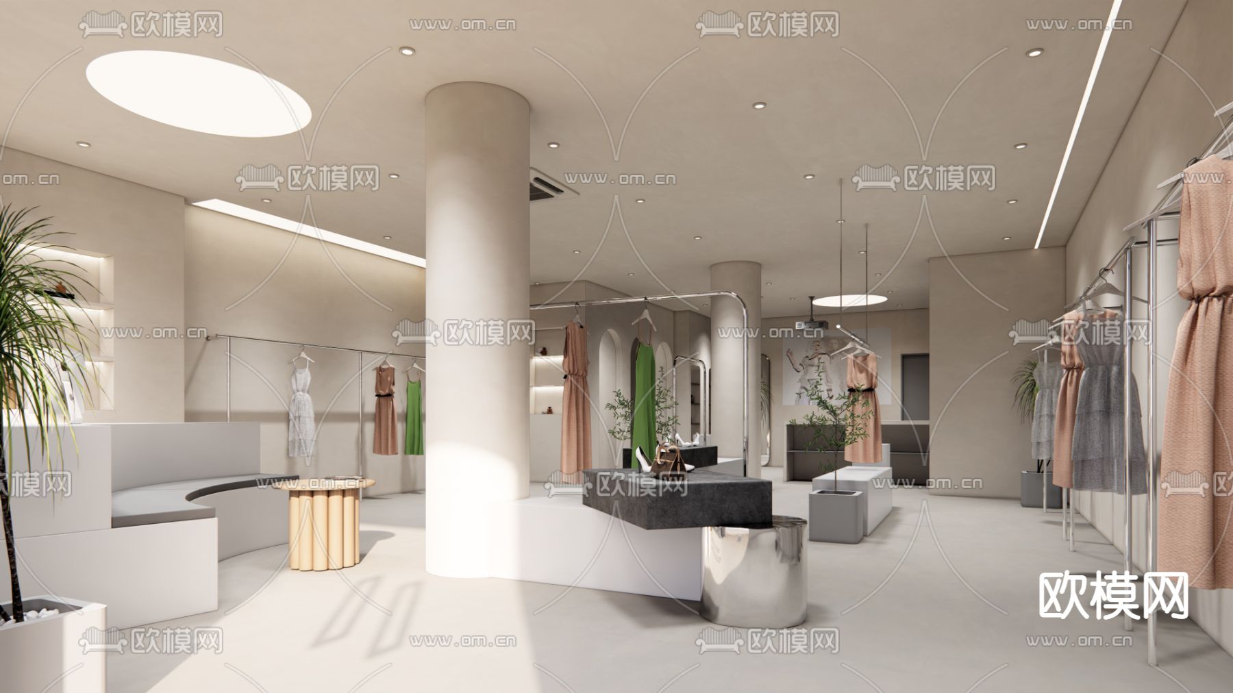 现代服装店su模型下载（渲染图1）