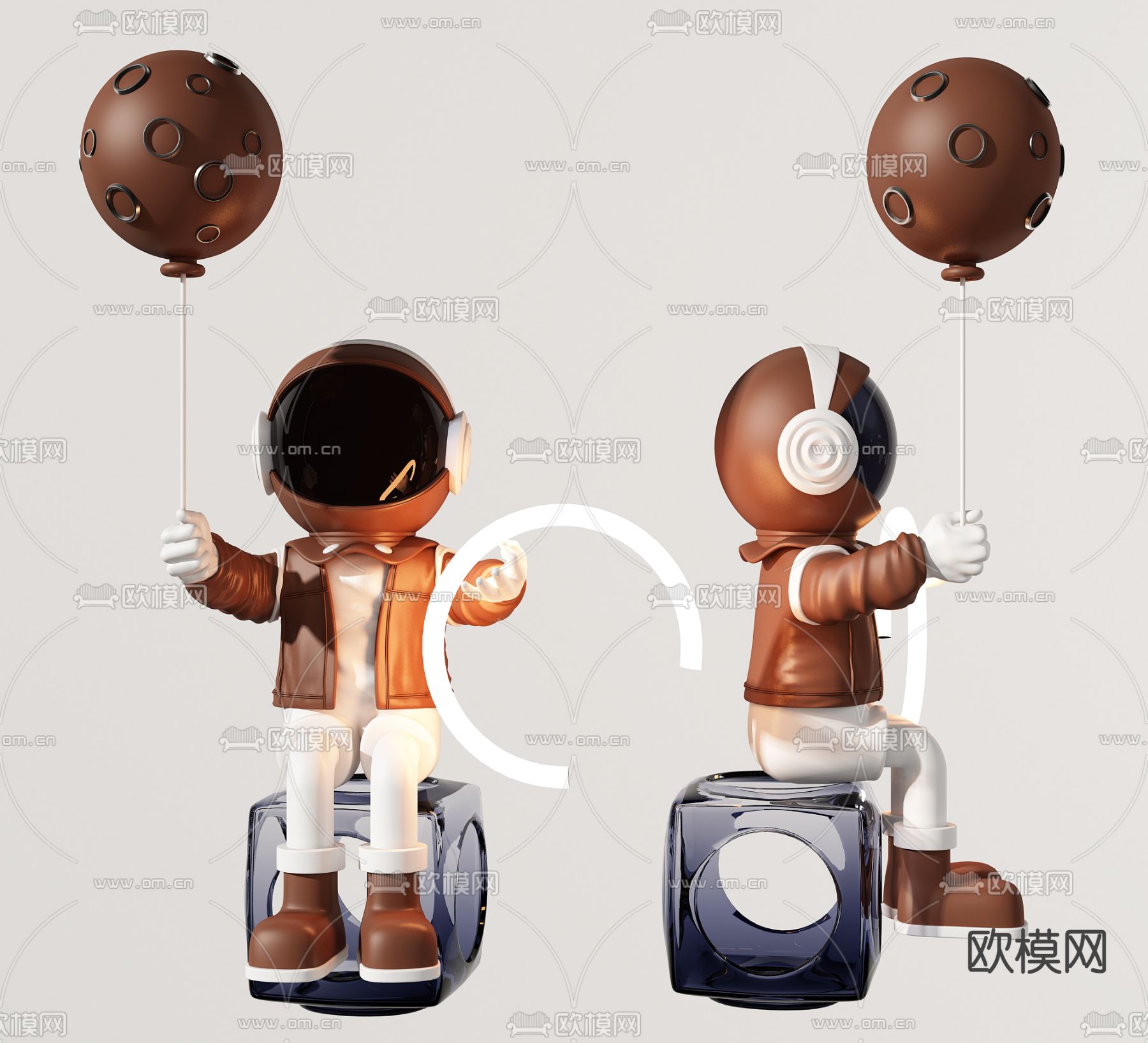 现代潮玩人物雕塑3d模型下载