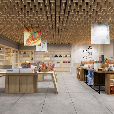  现代文创商店su模型 