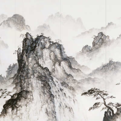  群山水墨画 
