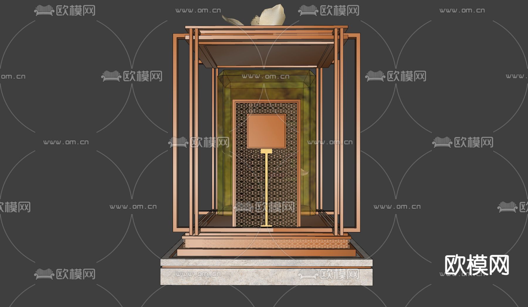 新中式蝴蝶花纹花瓣景观灯su模型下载（渲染图4）