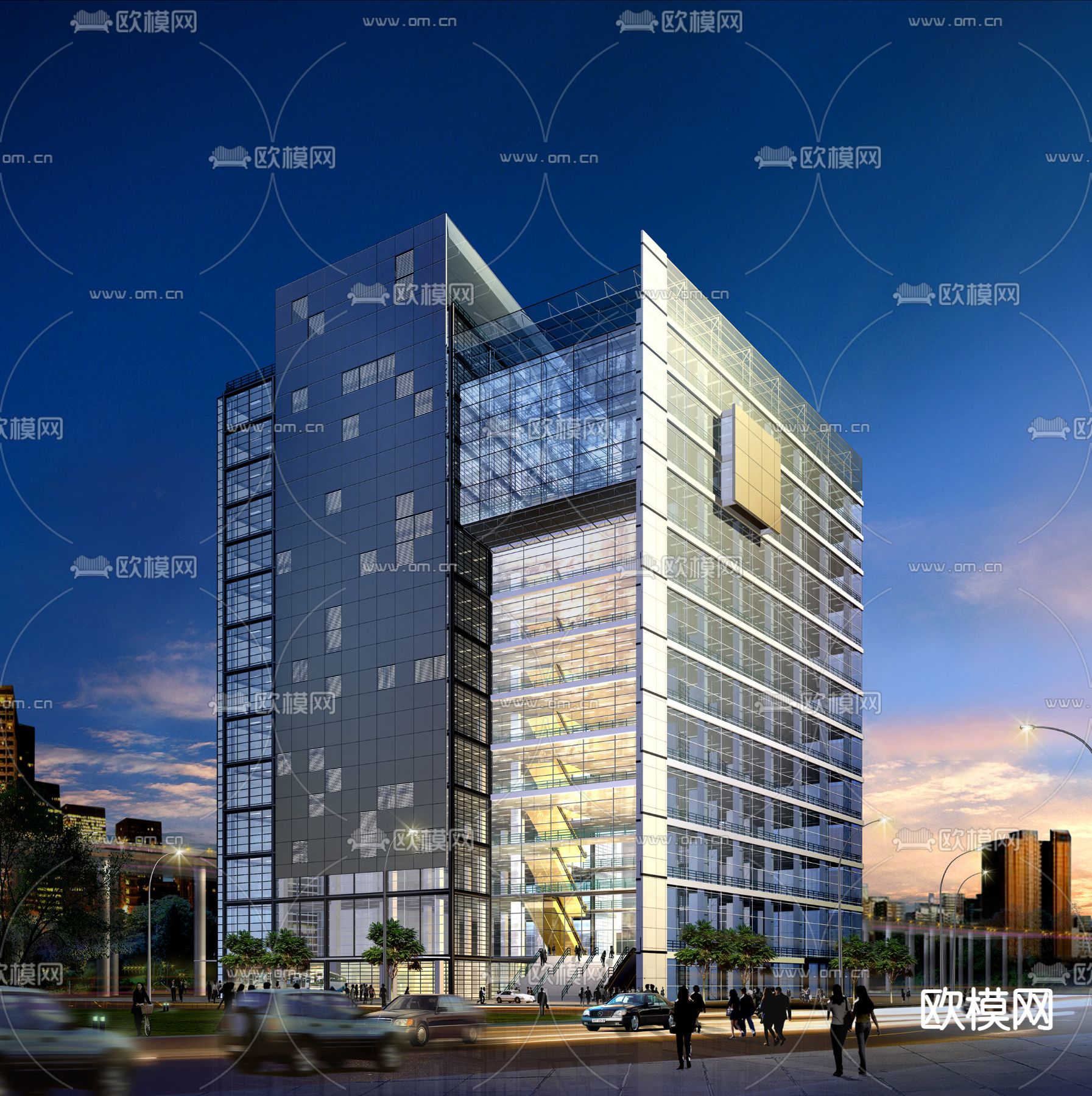 现代写字楼建筑外观景观psd下载