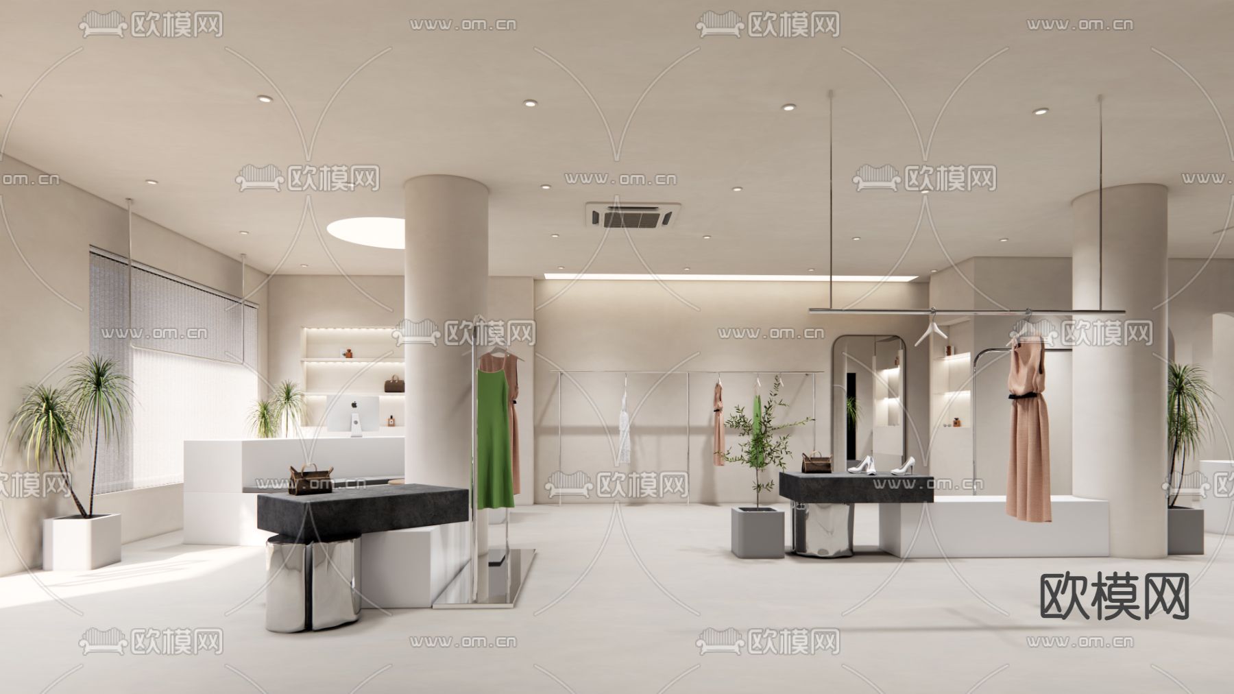 现代服装店su模型下载（渲染图2）