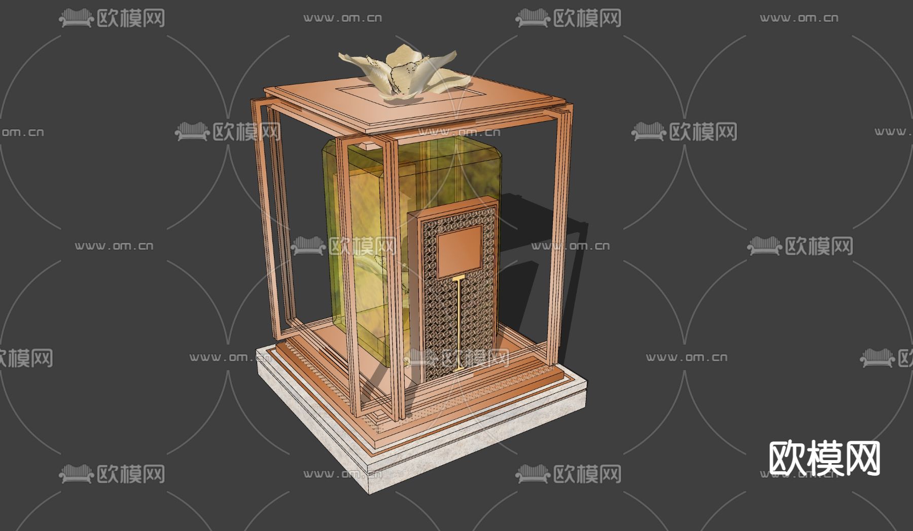 新中式蝴蝶花纹花瓣景观灯su模型下载（渲染图3）
