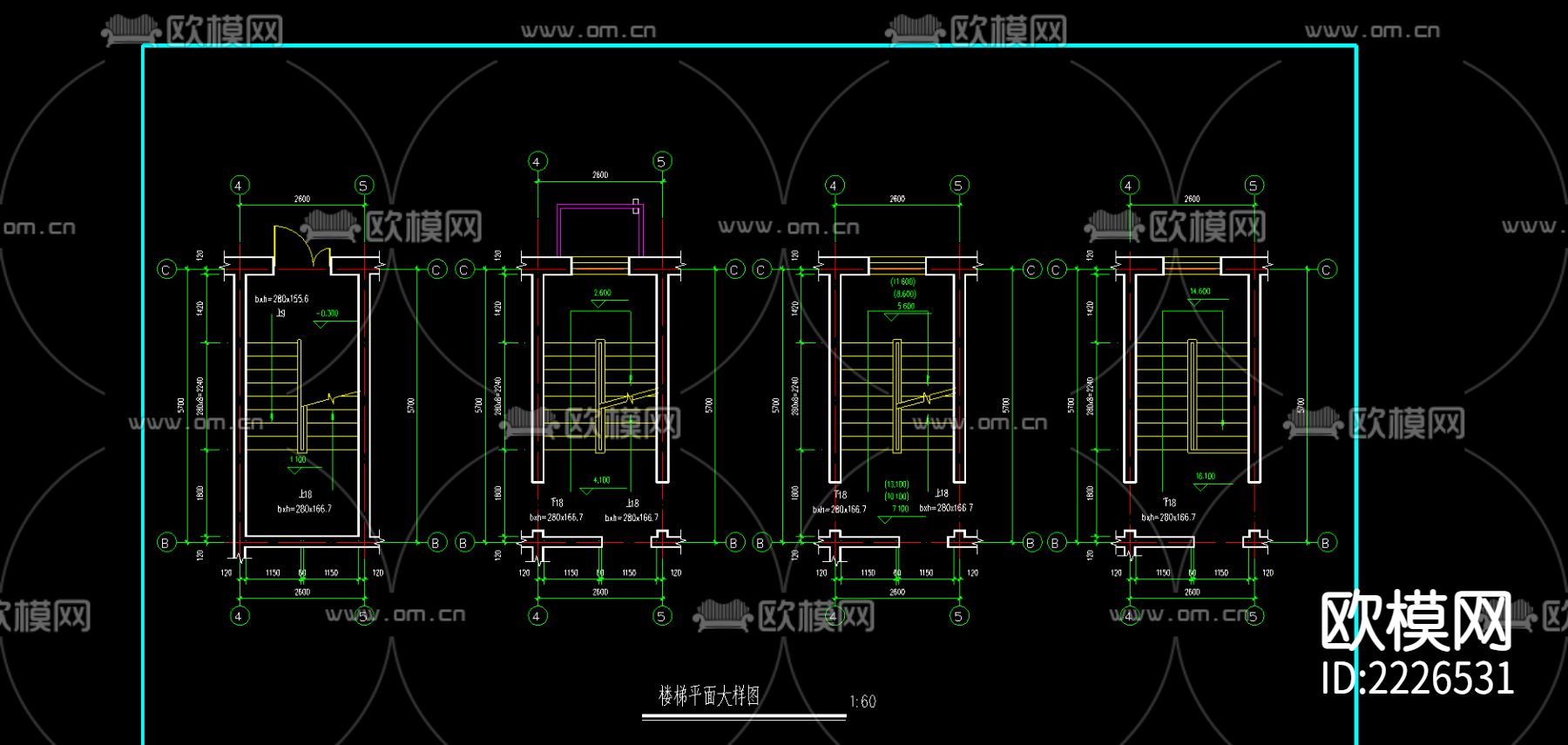 居民楼cad平面图下载（渲染图3）