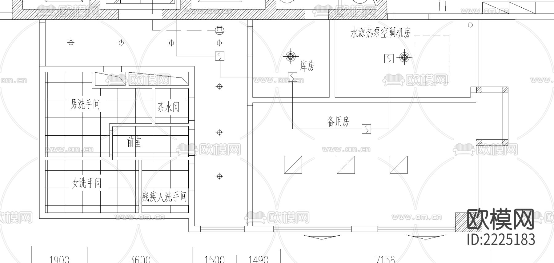 电气消防cad平面图下载（渲染图4）