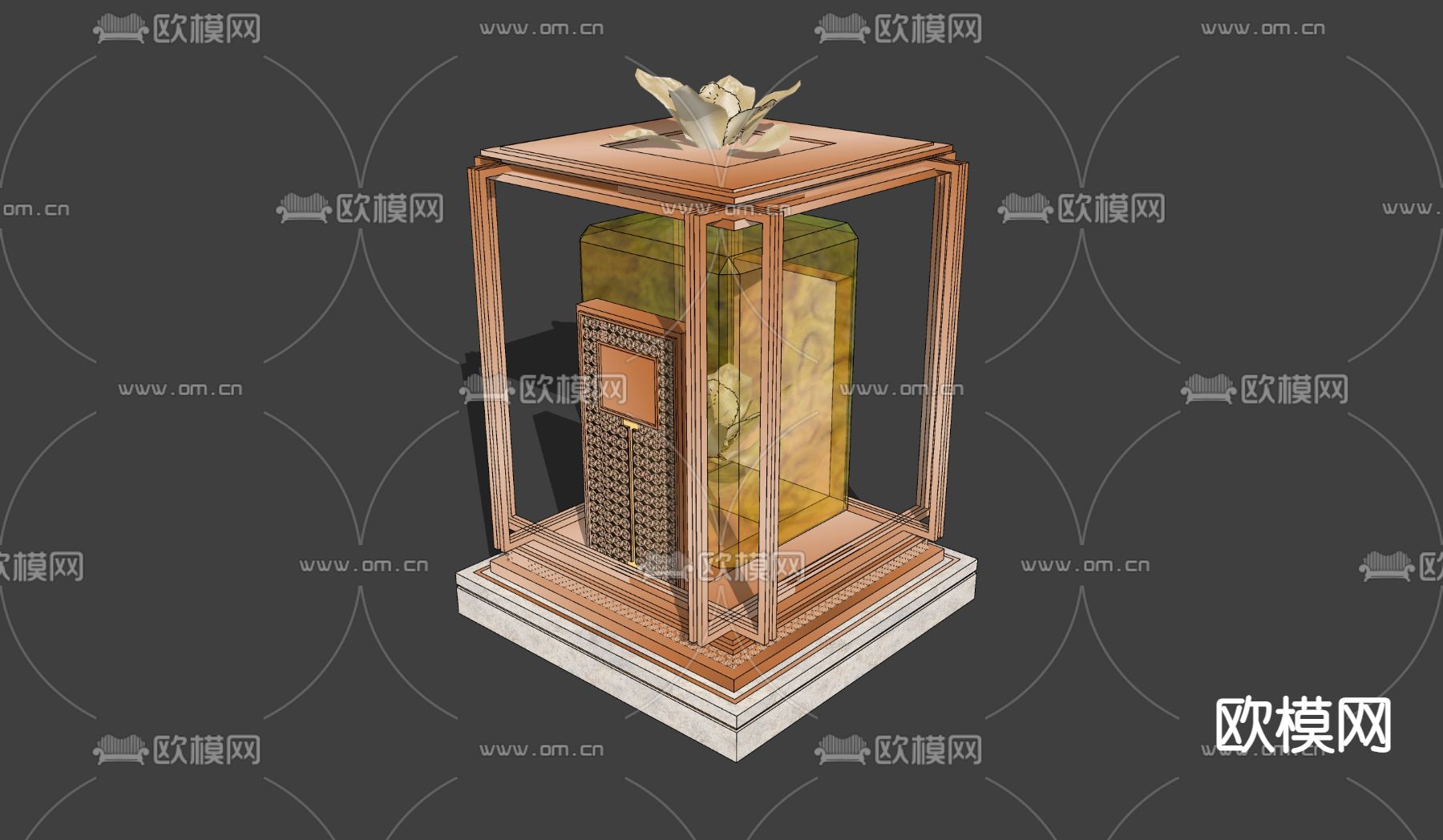 新中式蝴蝶花纹花瓣景观灯su模型下载（渲染图5）