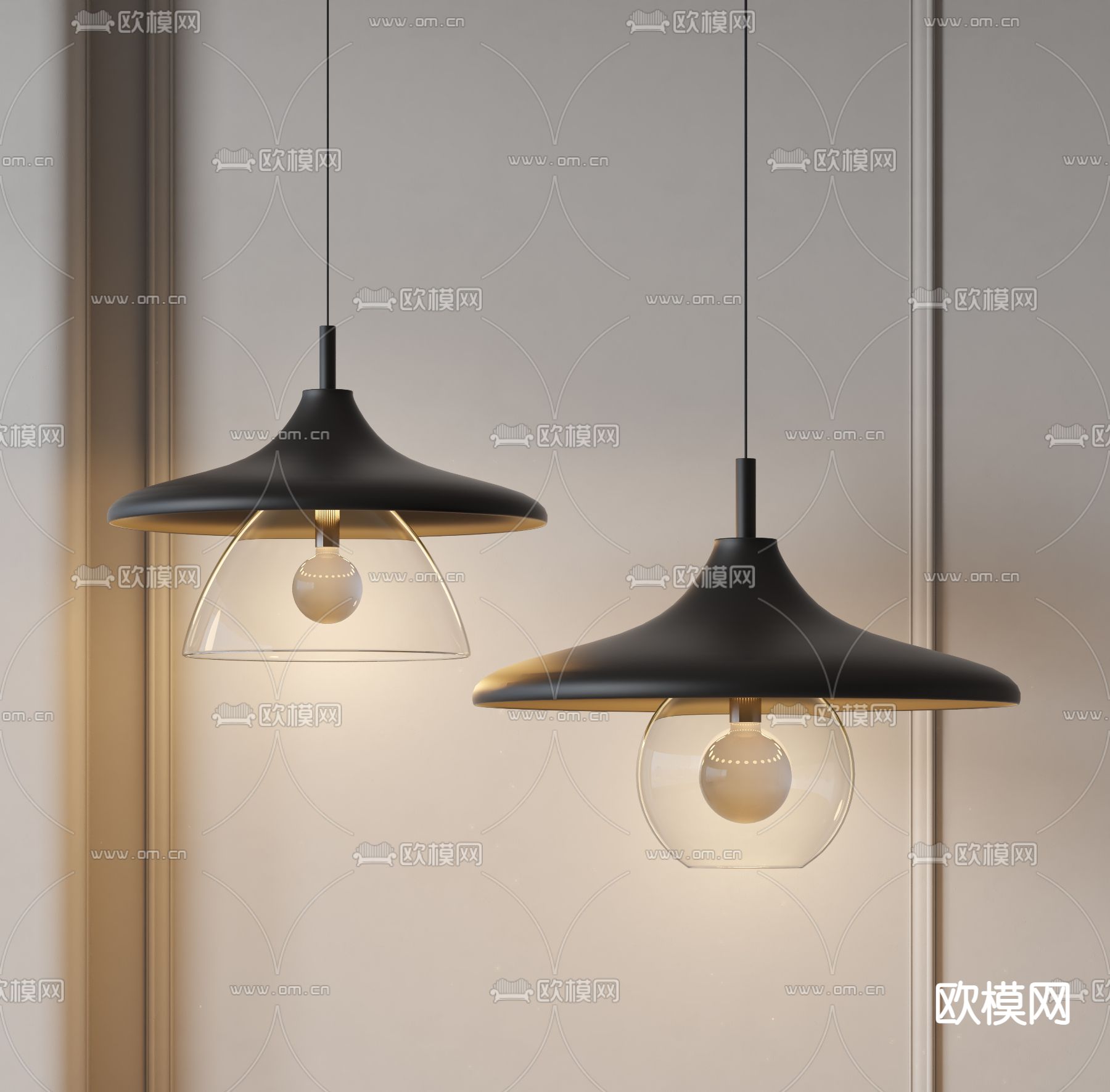 工业风灯泡吊灯3d模型下载