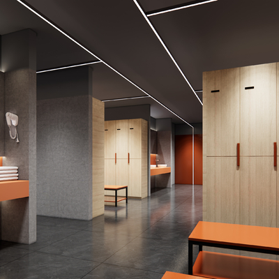  现代洗浴中心更衣室su模型 