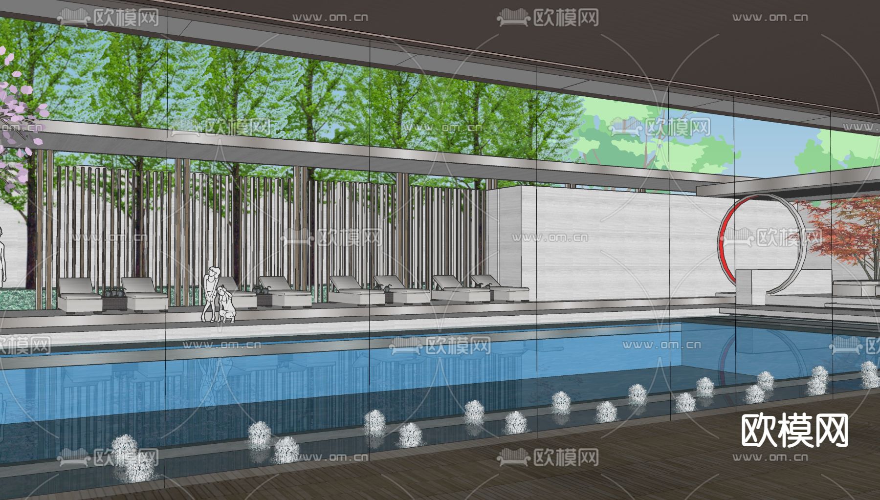 现代住宅区景观su模型下载（渲染图2）