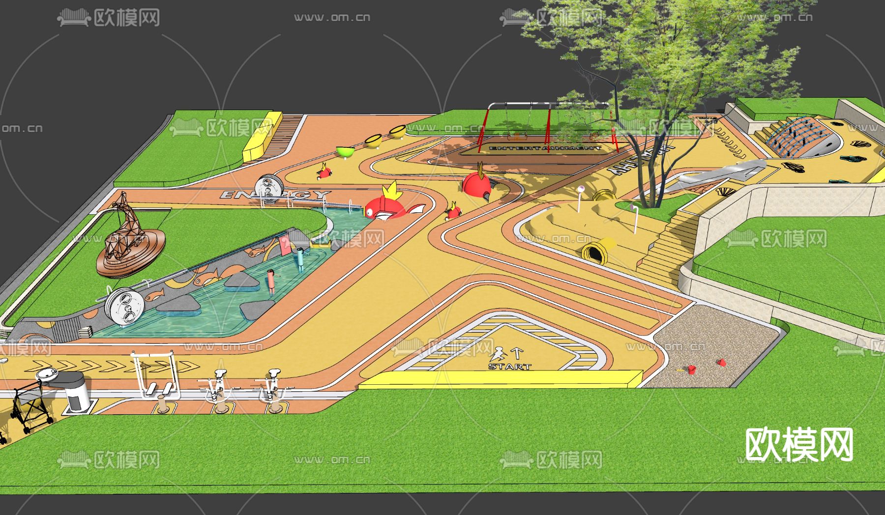 现代儿童戏水活动区su模型下载（渲染图4）