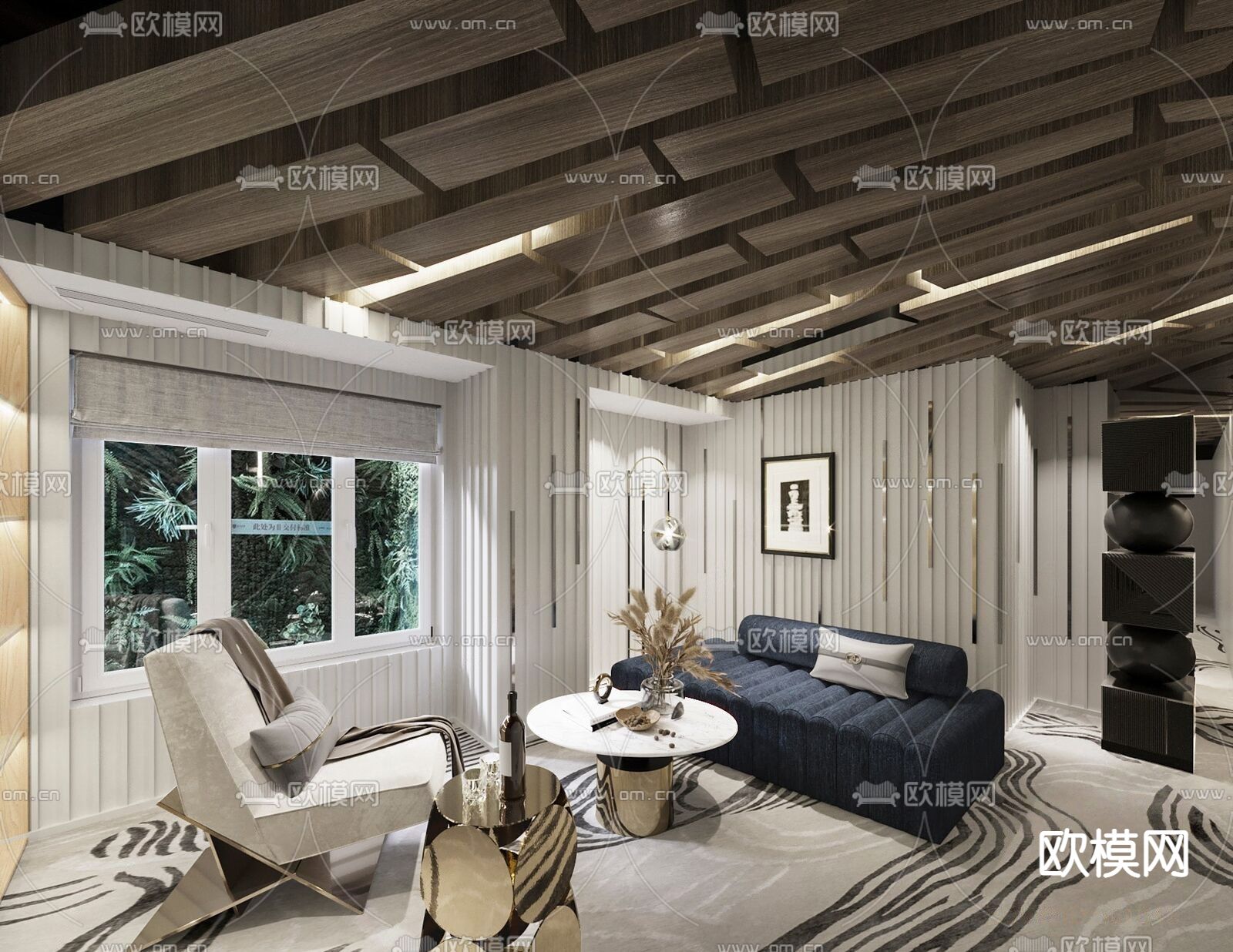 自然风民宿客厅3d模型下载