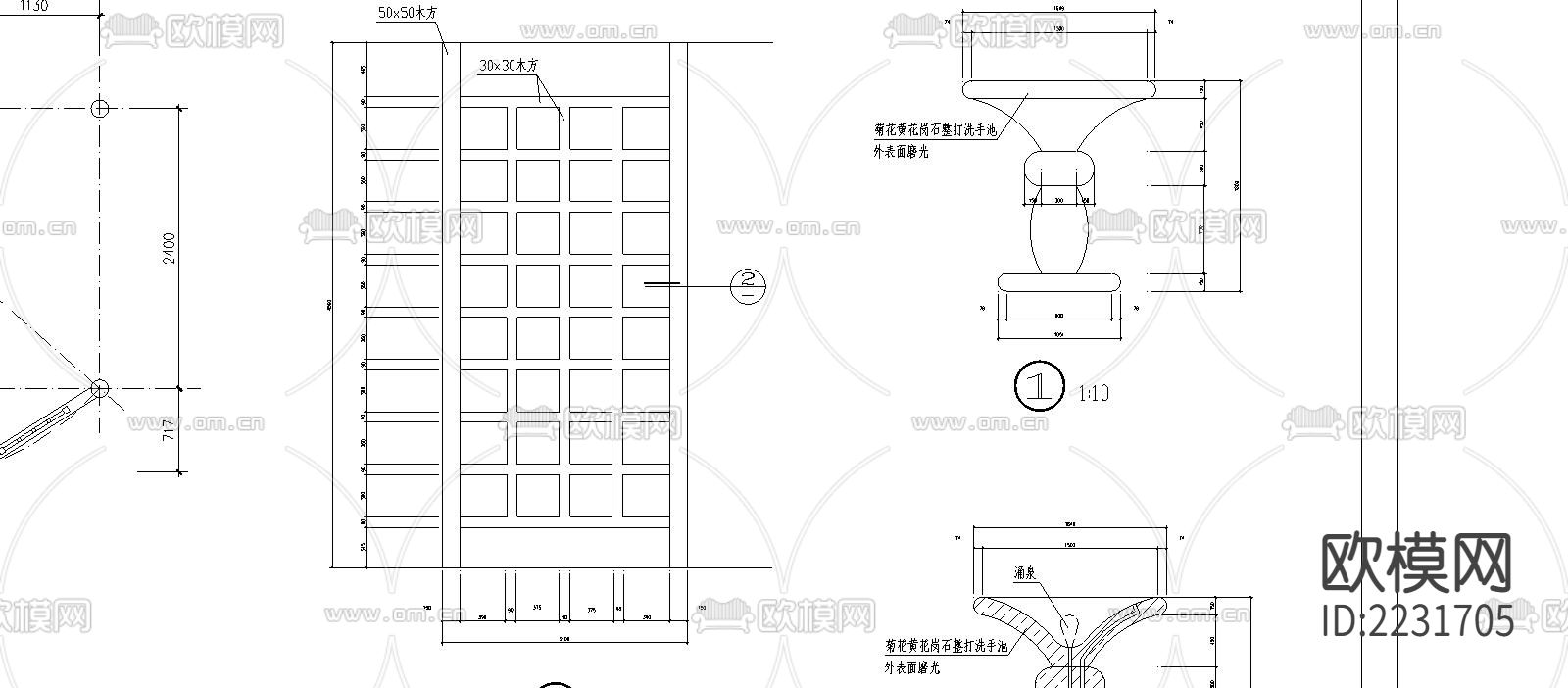 休闲亭子cad施工图下载（渲染图4）