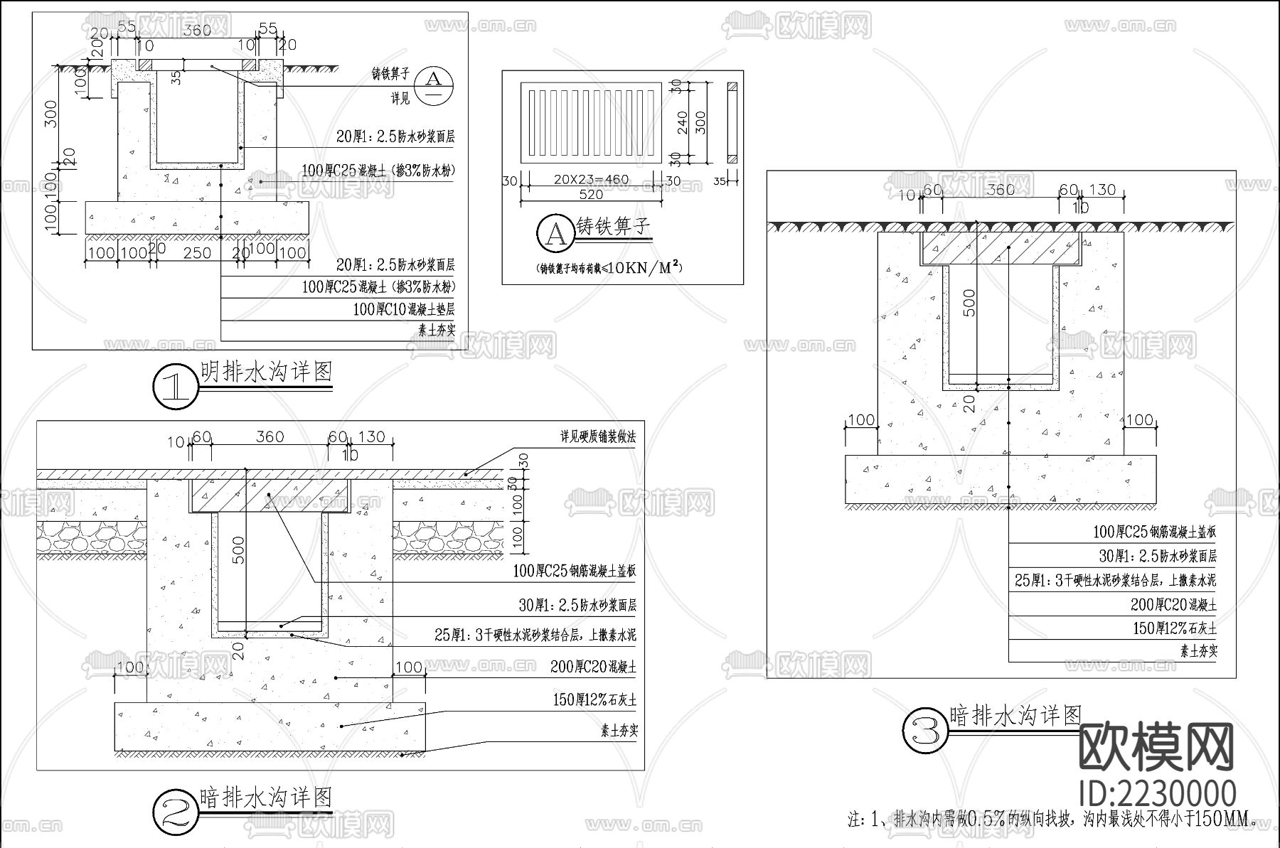 雨水沟cad大样图下载