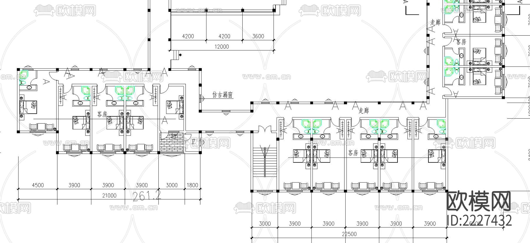 锦云祥客栈CAD施工图下载（渲染图3）