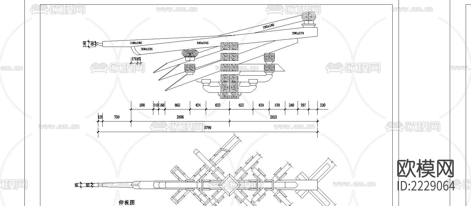 某古建施工图CAD大样下载（渲染图3）