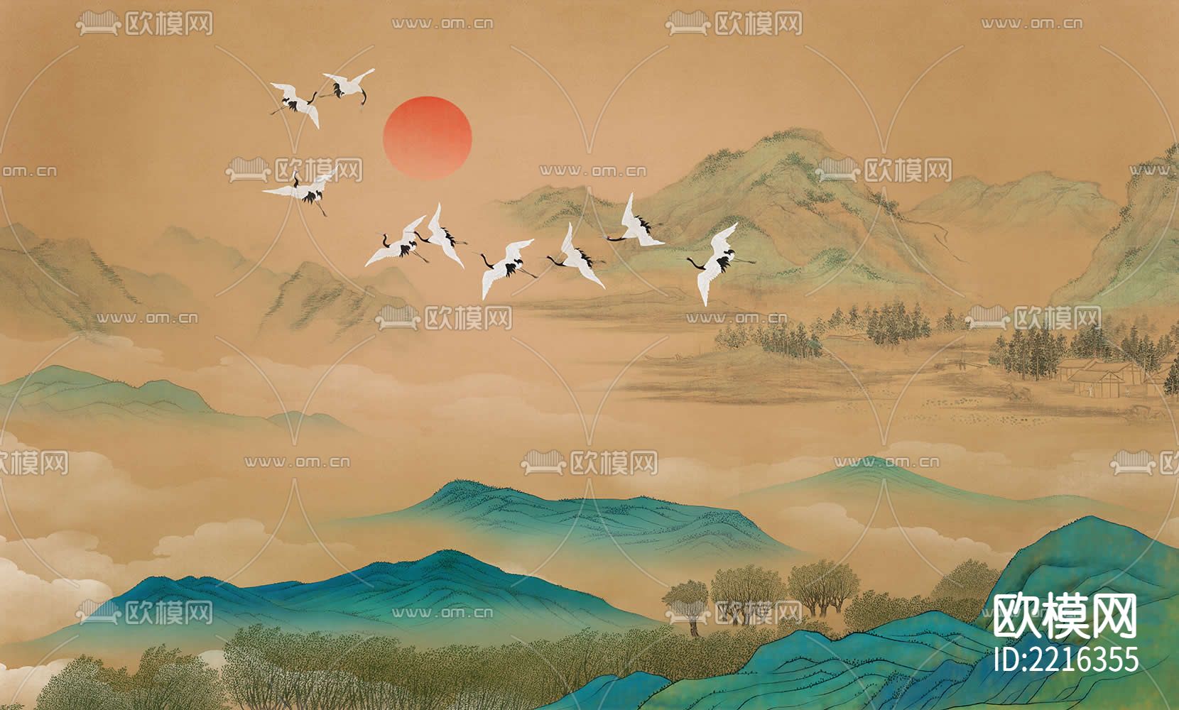 华琴新中式山水壁纸