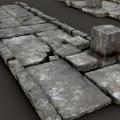 石头路青石板su模型