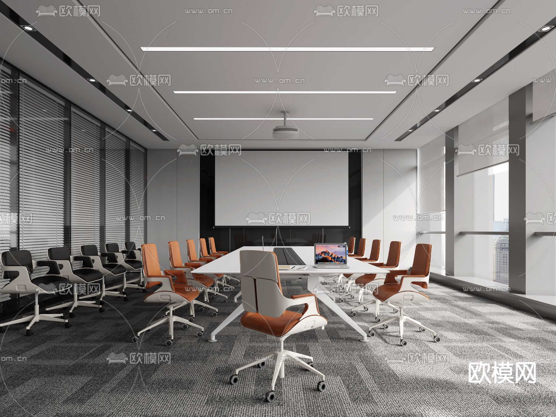 现代会议室3d模型下载
