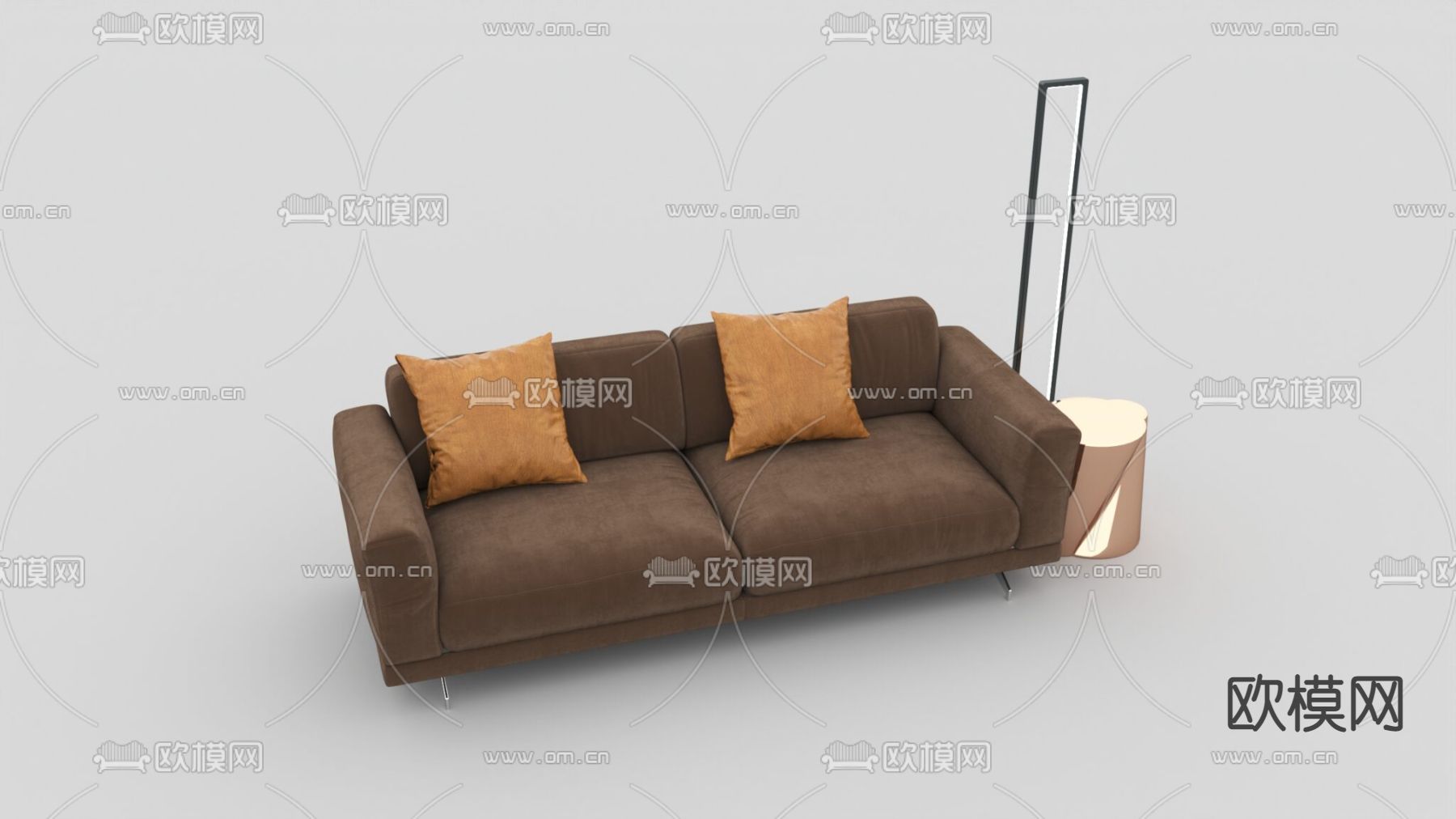 现代简约布艺双人沙发免费3d模型下载