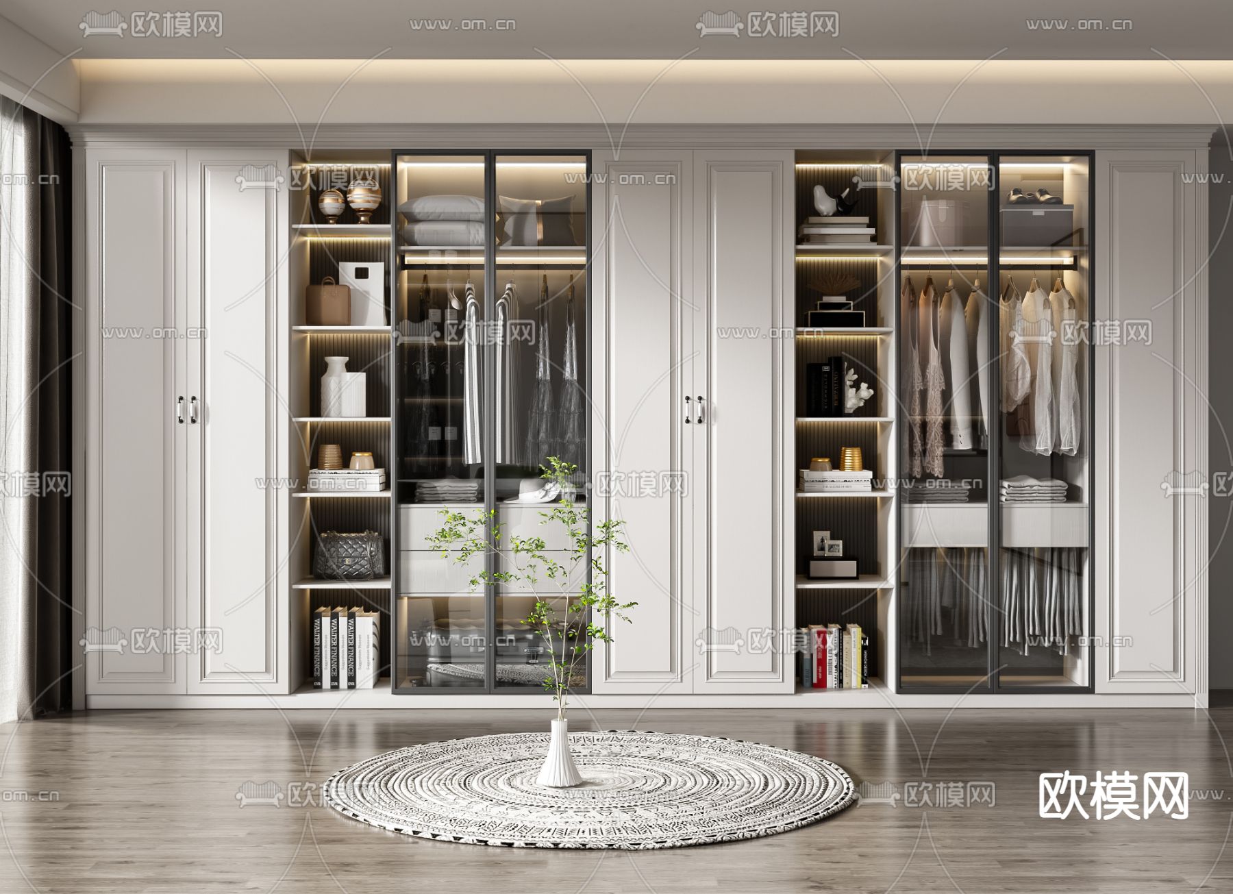 美式衣柜3d模型下载